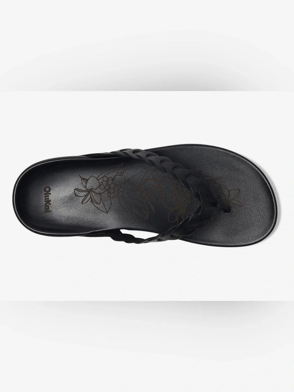OluKai Lei Braided Leather Thong Sandals / Flip Flops - Black Size 8 - Picture 8 of 14